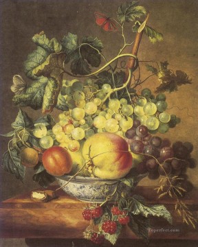 Still life Painting - Vruchtenstilleven in een porseleine kom Francina Margaretha van Huysum still life